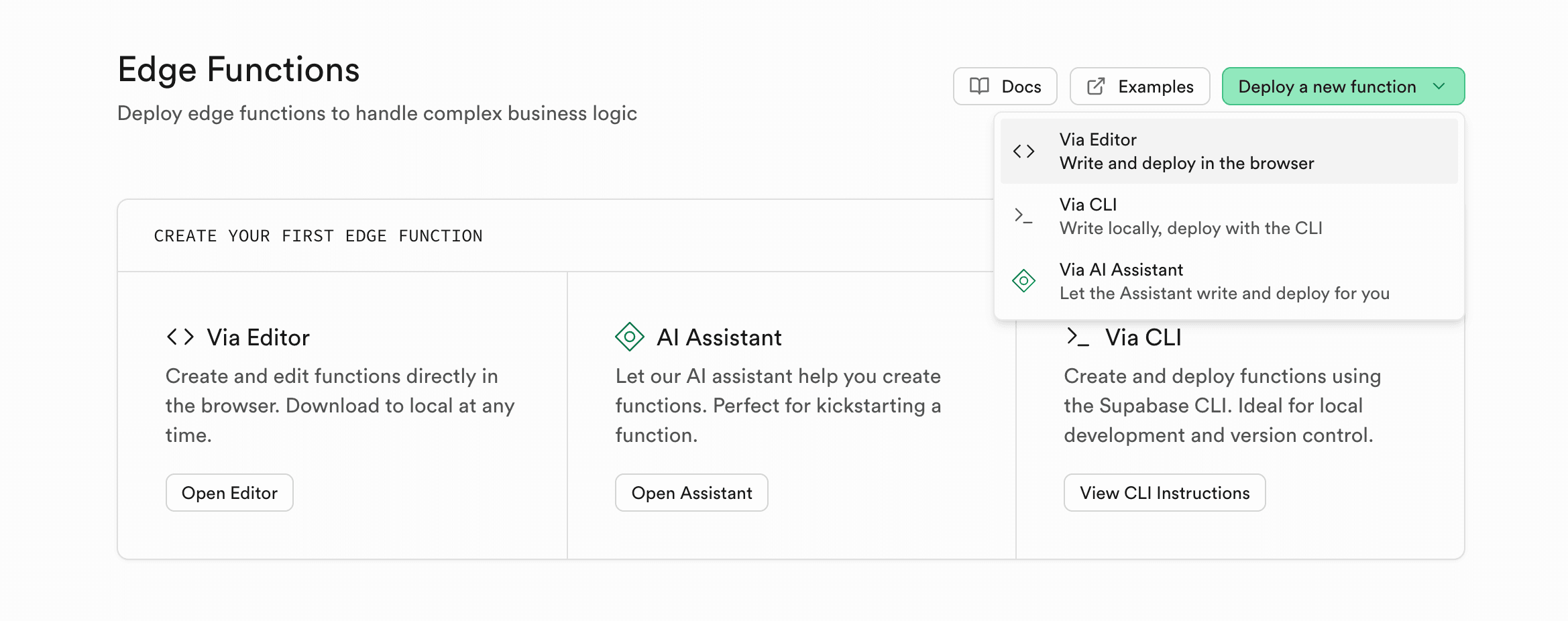 Scaffold functions through the dashboard editor